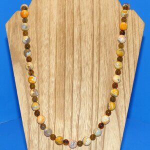 Vintage Bumble Bee Jasper Necklace Sterling Silver Clasp 925 Beaded Gemstone